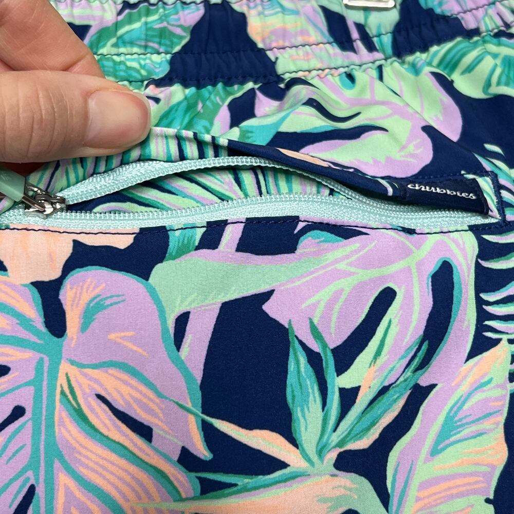 Chubbies Swim Trunks Tropical Floral Print Elastic Waist Drawstring Size XL - Picture 10 of 11